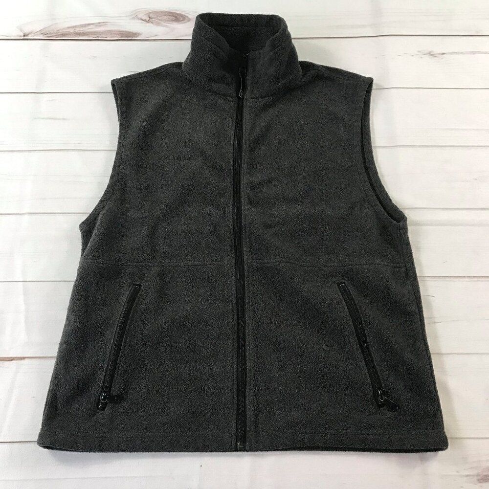 Columbia Men Medium Gray Fleece Full Zip Vest